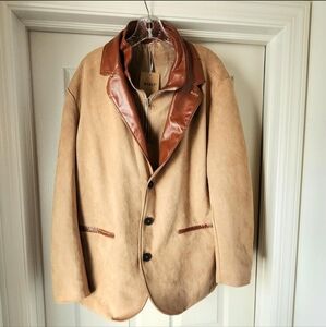 Men's faux suede blazer by Manly, size L. New with tags